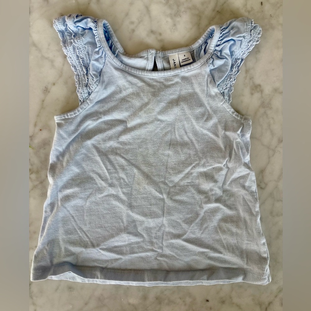 Janie and Jack Light Blue Ruffle Tank Top